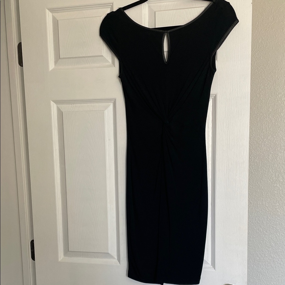 Elegant Black Dress With Leather and Twist Knot detail
